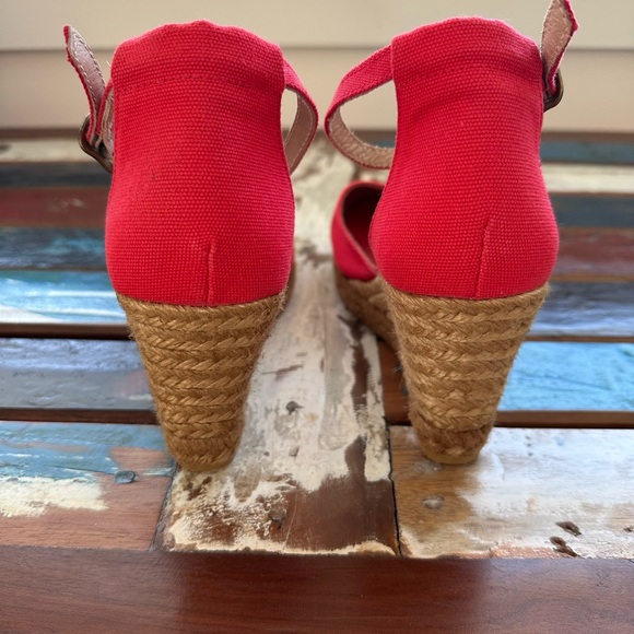 Red Espadrille Wedges with Ankle Strap - Picture 5 of 7
